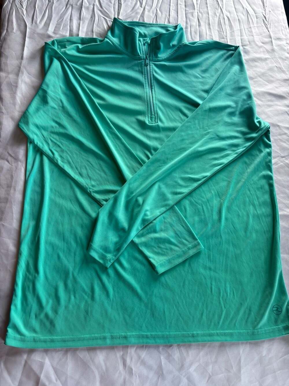 Reel Life Long Sleeve 1/2 Zip Pullover Teal Turquoise Size L